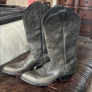 Gray Green Western Cowboy Boots